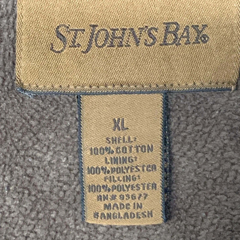 St.‎ Johns Bay Fleece Sherpa Lined Shirt Blue Shacket Mens Size X-Large Vintage
